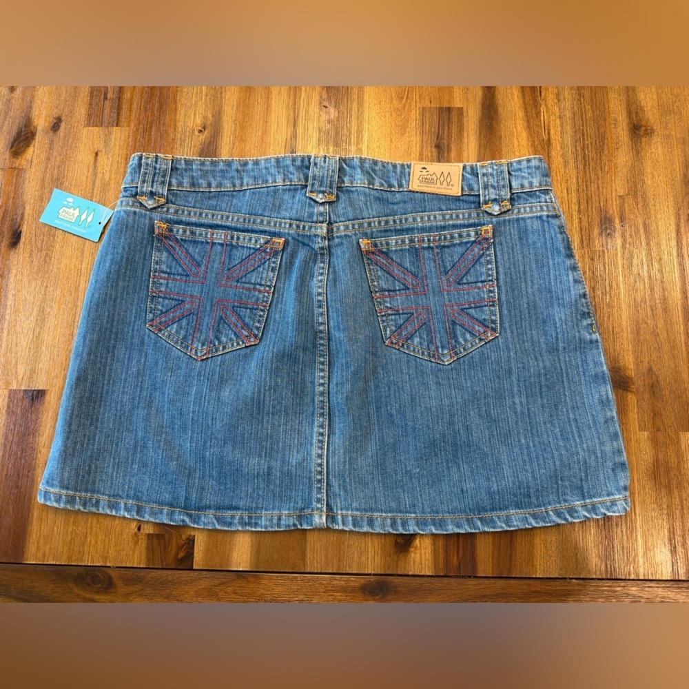 Paul Frank vintage dead stock Denim Mini Skirt Union Jack Pocket Embroidery 11